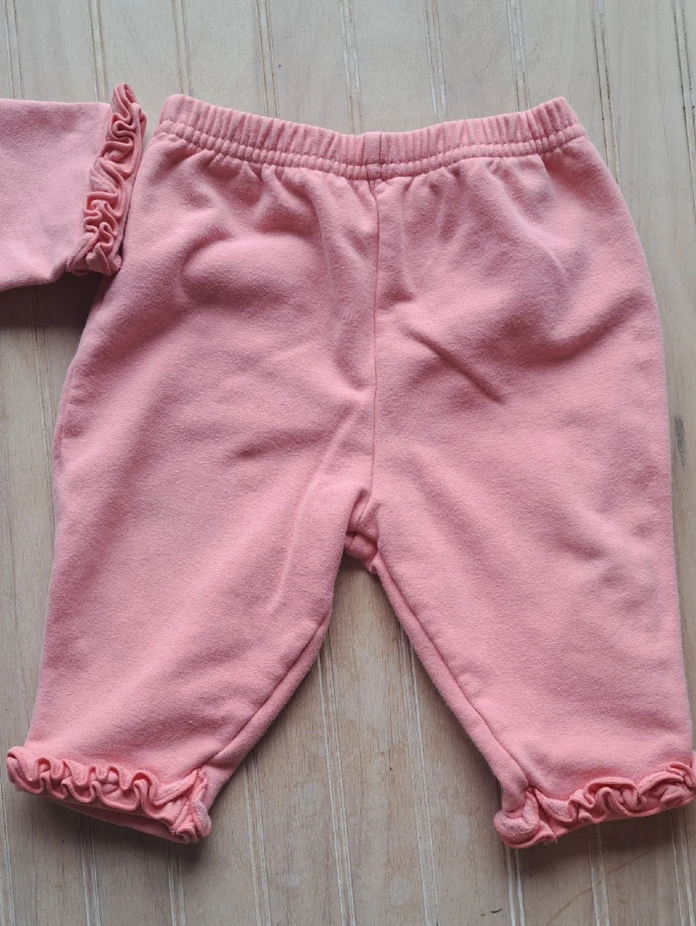 Cherokee Baby Pink Ruffle Hooded Comfy 2-Piece Outfit Set Infant Cotton Blend